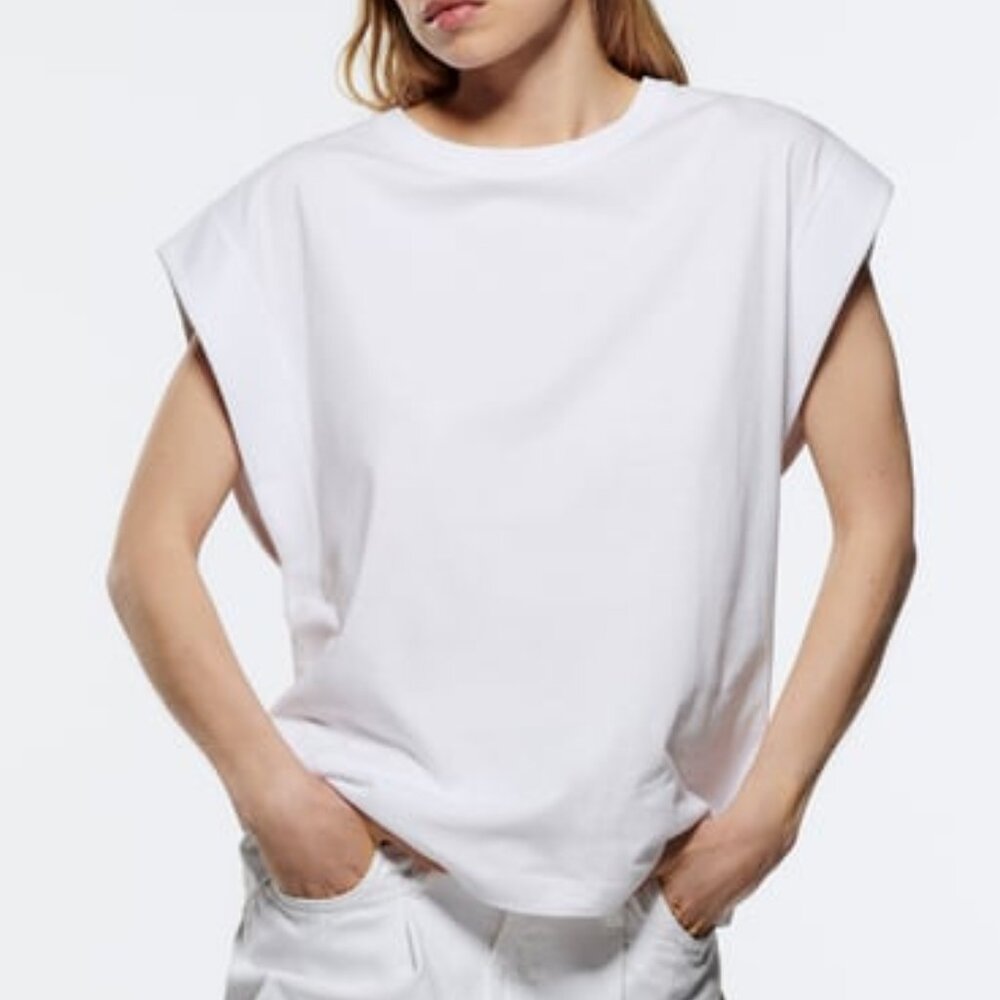 ZARA White Sleeveless Tee
